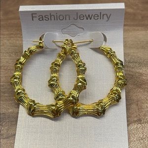 Gold Bamboo Earrings Medium